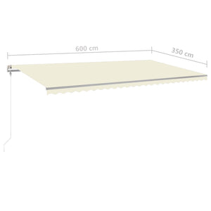 vidaXL Markise Manuell Einziehbar mit LED 600x350 cm Creme