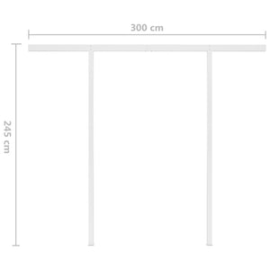 vidaXL Markise Manuell Einziehbar mit Pfosten 3x2,5 m Creme