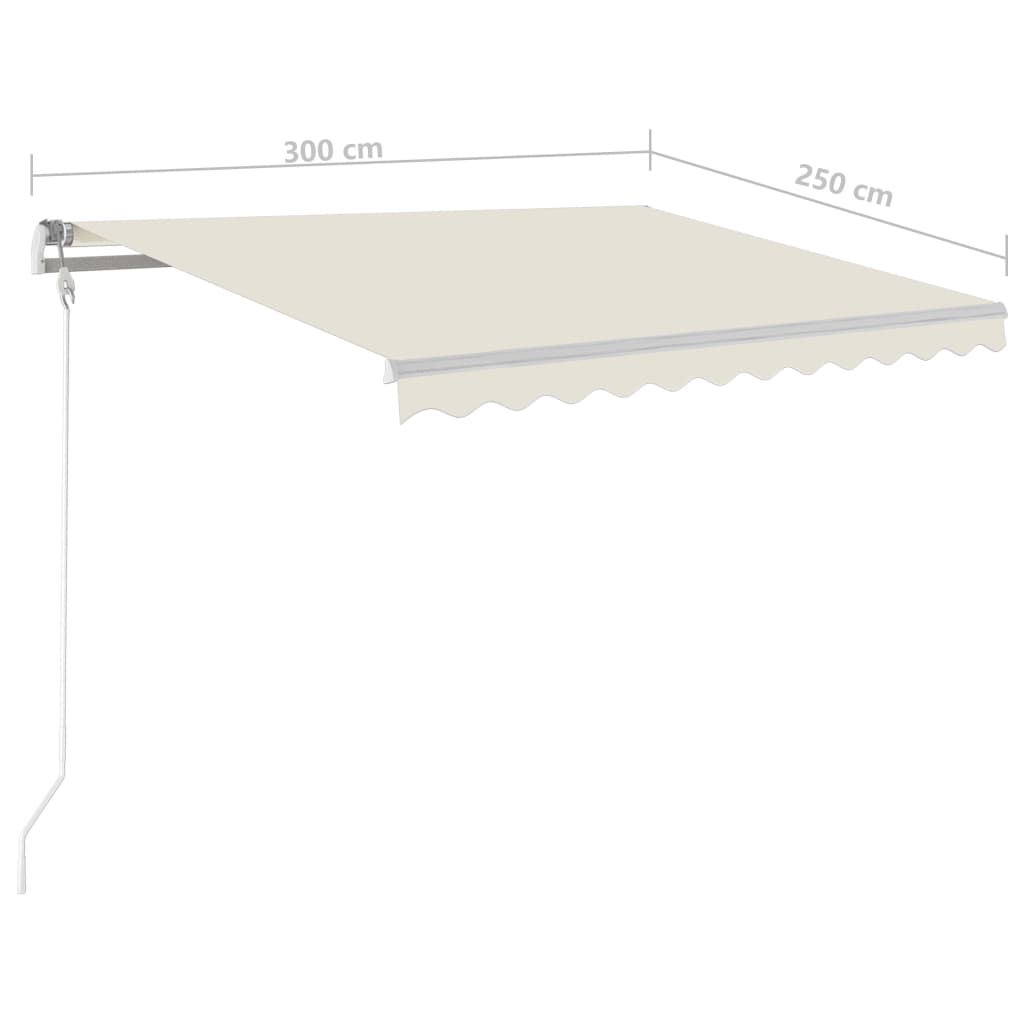 vidaXL Markise Manuell Einziehbar mit Pfosten 3x2,5 m Creme