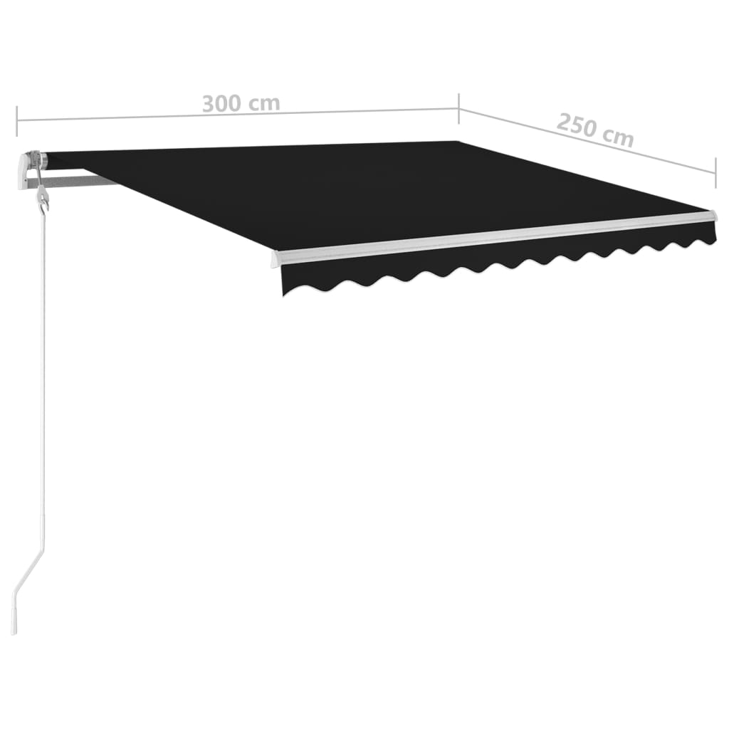 Markise Manuell Einziehbar mit Pfosten 3x2,5 m Anthrazit Stilecasa