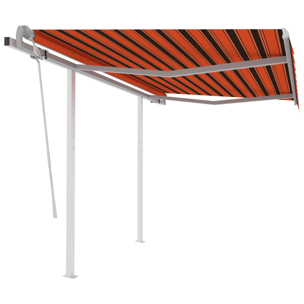 vidaXL Markise Manuell Einziehbar mit Pfosten 3x2,5 m Orange & Braun