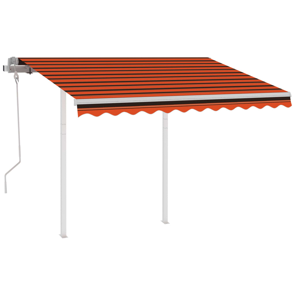 vidaXL Markise Manuell Einziehbar mit Pfosten 3x2,5 m Orange & Braun