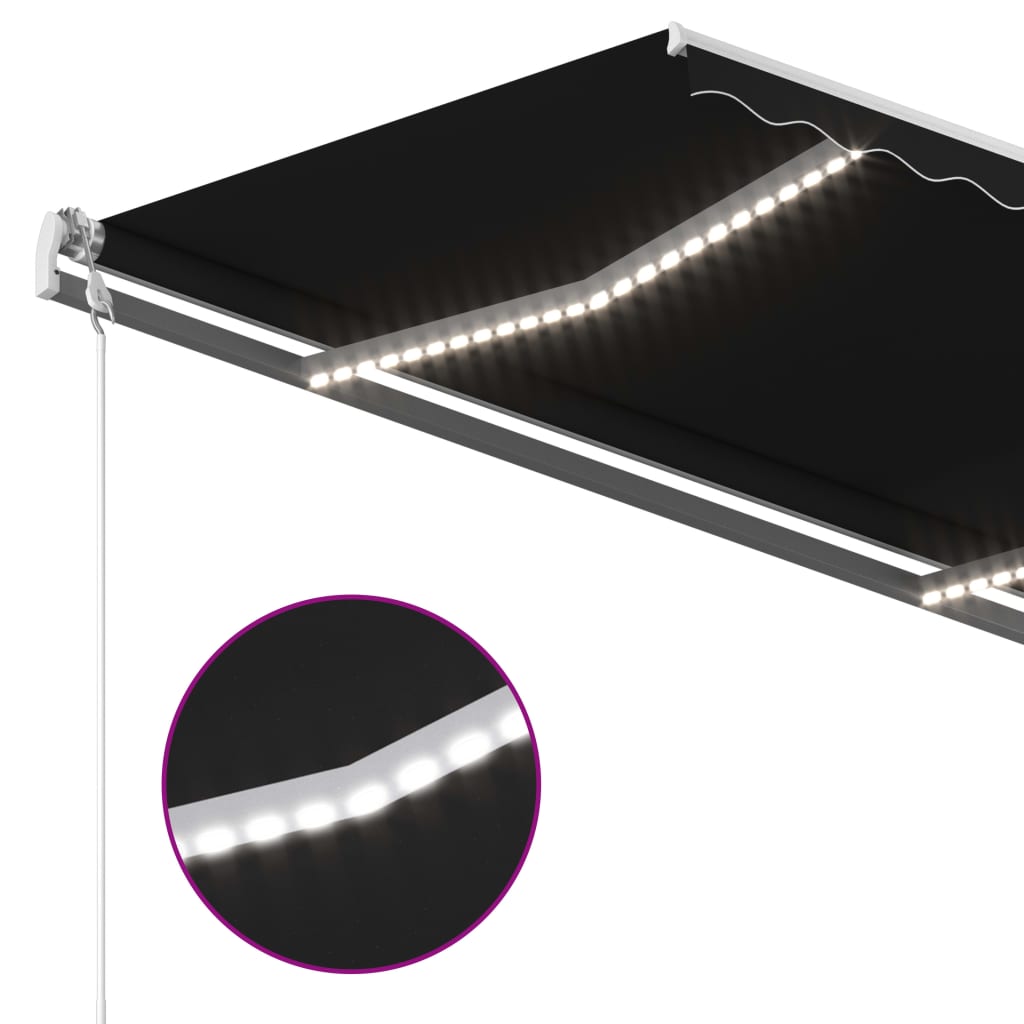 Markise Manuell Einziehbar mit LED 4x3 m Anthrazit Stilecasa