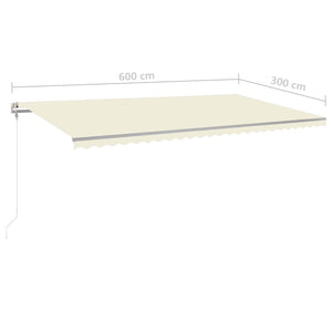 Markise Manuell Einziehbar mit Pfosten 6x3 m Creme Stilecasa