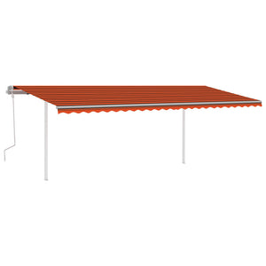 vidaXL Gelenkarmmarkise Einziehbar mit Pfosten 6x3 m Orange und Braun