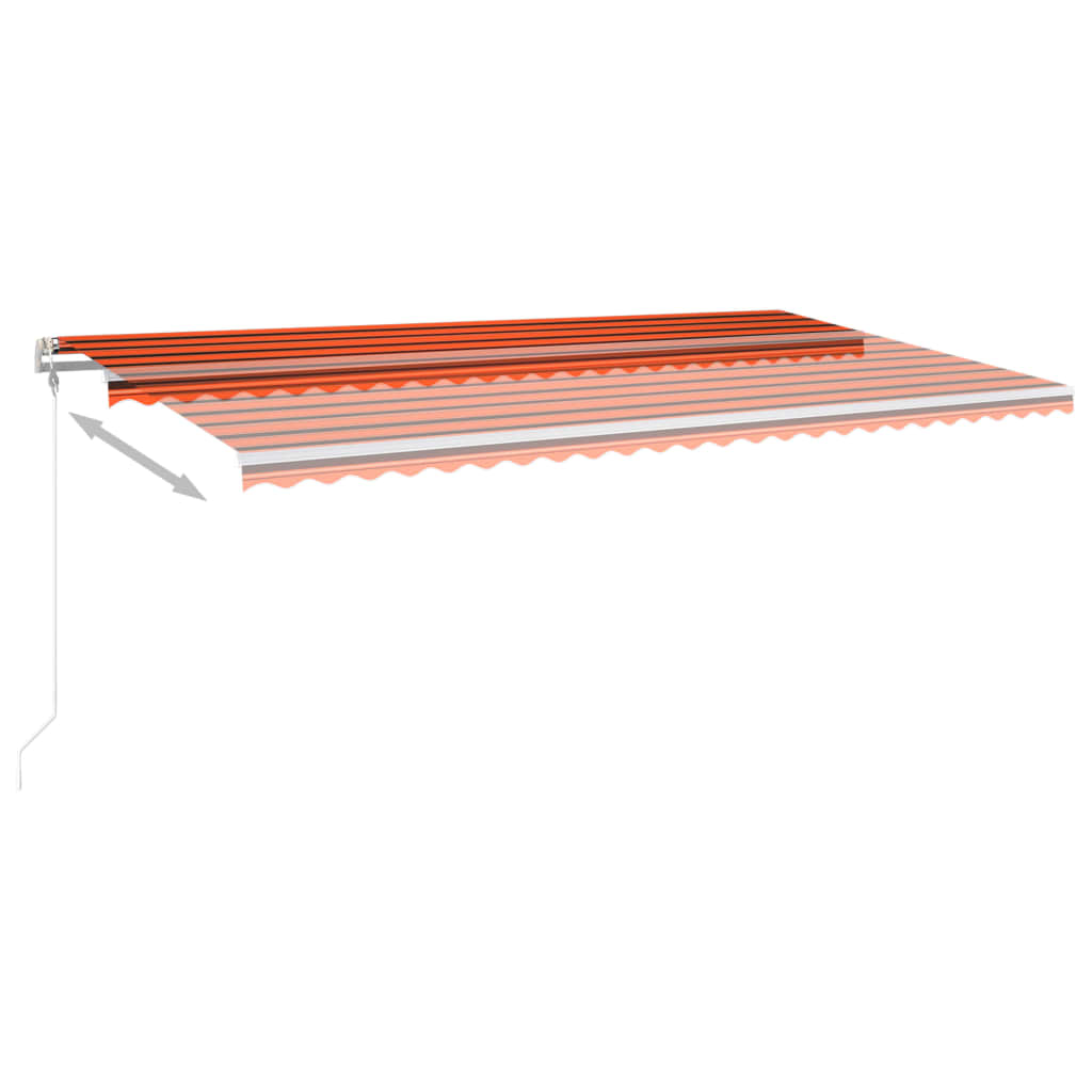 Markise Manuell Einziehbar mit LED 6x3 m Orange und Braun Stilecasa