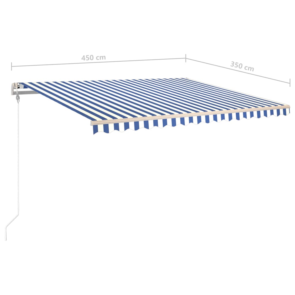 vidaXL Markise Manuell Einziehbar mit LED 4,5x3,5 m Blau und Weiß