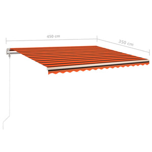 vidaXL Markise Manuell Einziehbar mit LED 4,5x3,5 m Orange & Braun