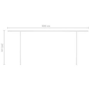 vidaXL Markise Manuell Einziehbar mit LED 6x3,5 m Creme