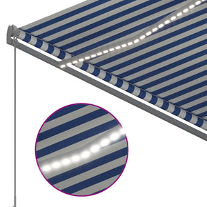 vidaXL Markise Manuell Einziehbar mit LED 3x2,5 m Blau und Weiß