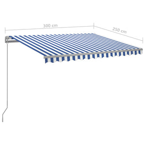 vidaXL Markise Manuell Einziehbar mit LED 3x2,5 m Blau und Weiß