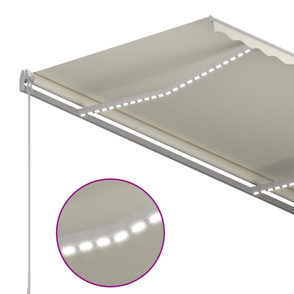 Markise Manuell Einziehbar mit LED 3x2,5 m Creme Stilecasa