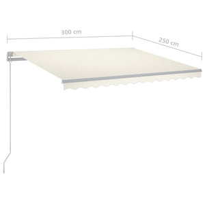 Markise Manuell Einziehbar mit LED 3x2,5 m Creme Stilecasa