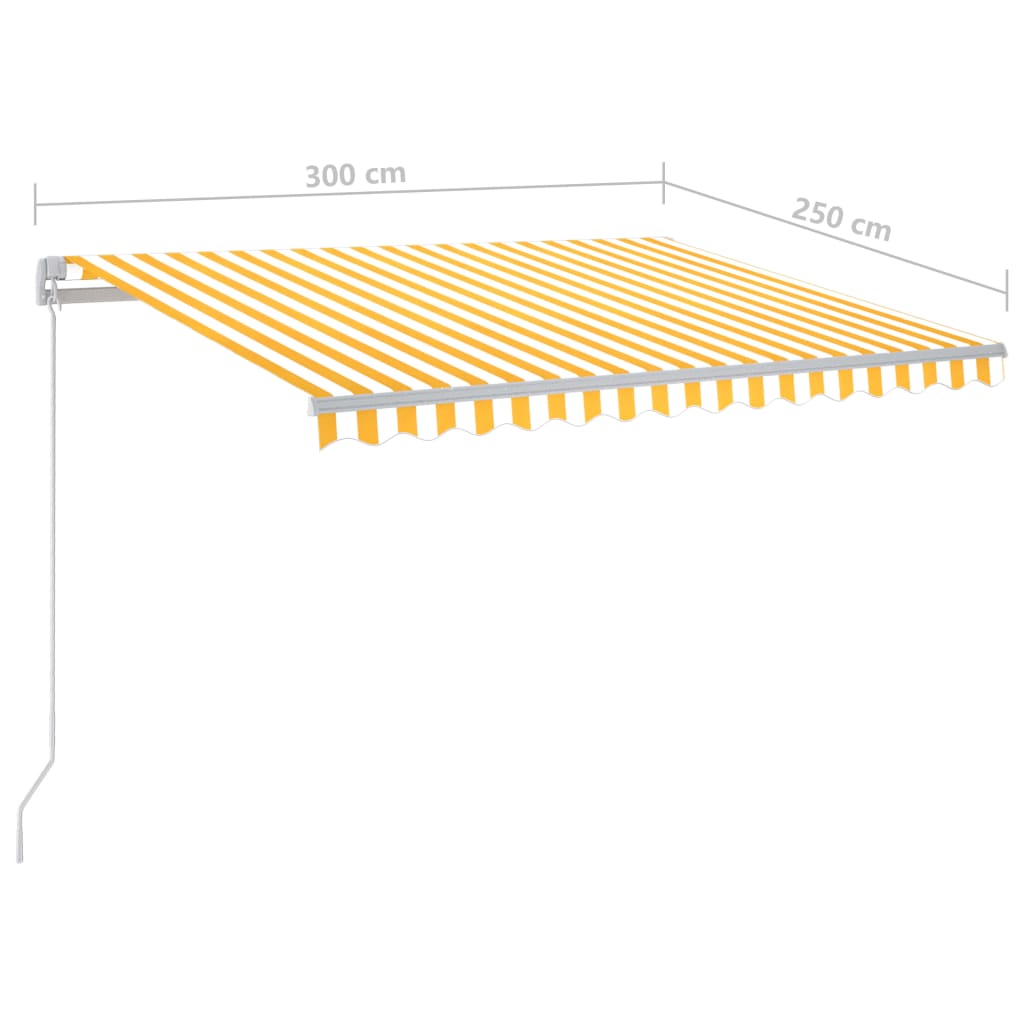 vidaXL Markise Manuell Einziehbar mit LED 3x2,5 m Gelb und Weiß