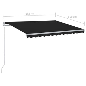 vidaXL Markise Manuell Einziehbar mit LED 3x2,5 m Anthrazit