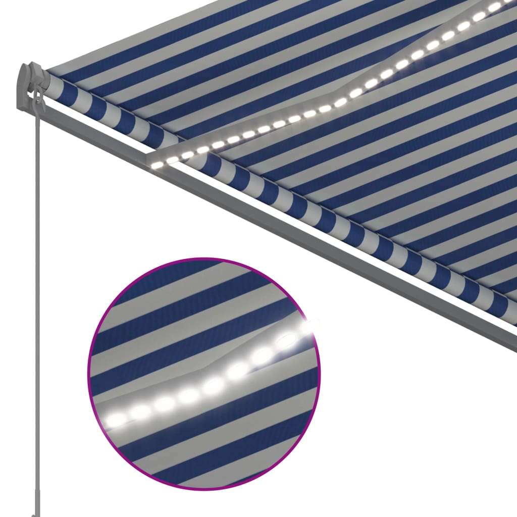 vidaXL Markise Manuell Einziehbar mit LED 3,5x2,5 m Blau und Weiß