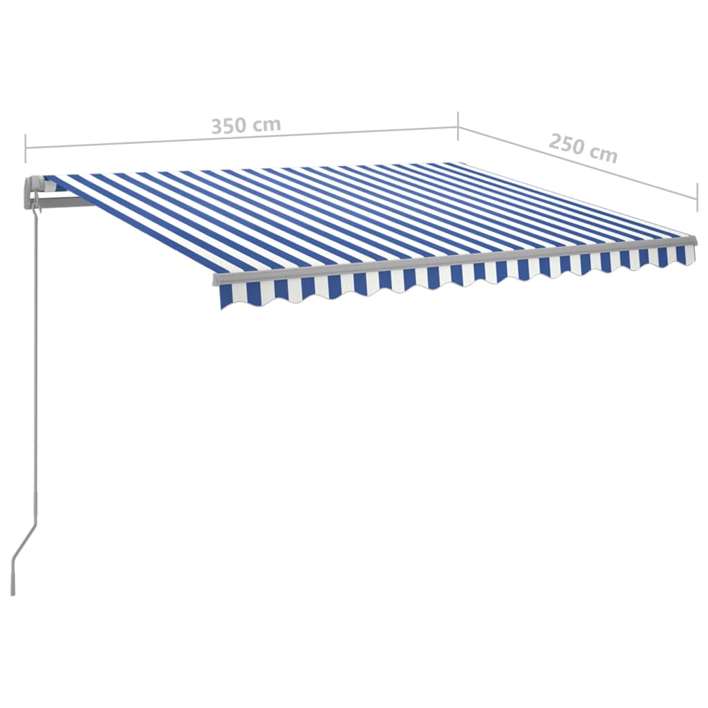 vidaXL Markise Manuell Einziehbar mit LED 3,5x2,5 m Blau und Weiß