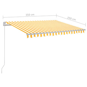 Markise Manuell Einziehbar mit LED 3,5x2,5 m Gelb und Weiß Stilecasa