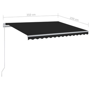 vidaXL Markise Manuell Einziehbar mit LED 3,5x2,5 m Anthrazit