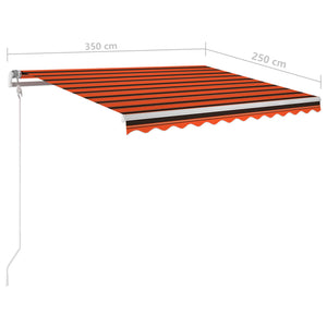 vidaXL Markise Manuell Einziehbar mit LED 3,5x2,5 m Orange und Braun