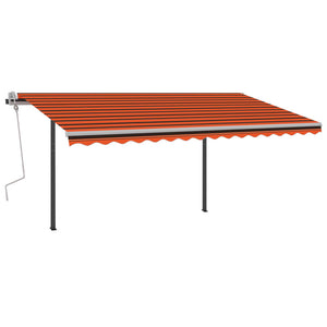 Markise Manuell Einziehbar mit Pfosten 4x3 m Orange und Braun Stilecasa