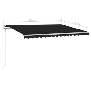 vidaXL Markise Manuell Einziehbar mit LED 4x3 m Anthrazit