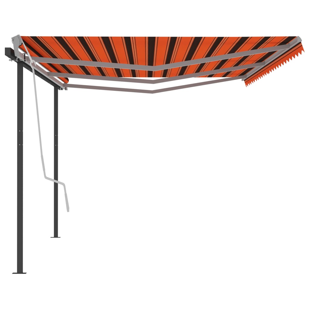 vidaXL Markise Manuell Einziehbar mit Pfosten 6x3 m Orange Braun