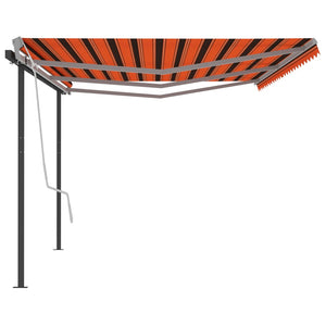 vidaXL Markise Manuell Einziehbar mit Pfosten 6x3 m Orange Braun