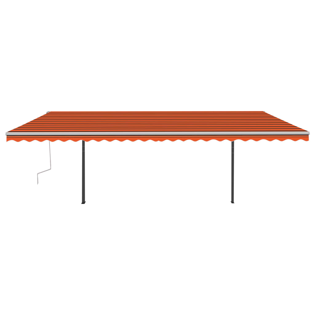 vidaXL Markise Manuell Einziehbar mit Pfosten 6x3 m Orange Braun