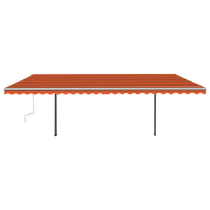 vidaXL Markise Manuell Einziehbar mit Pfosten 6x3 m Orange Braun