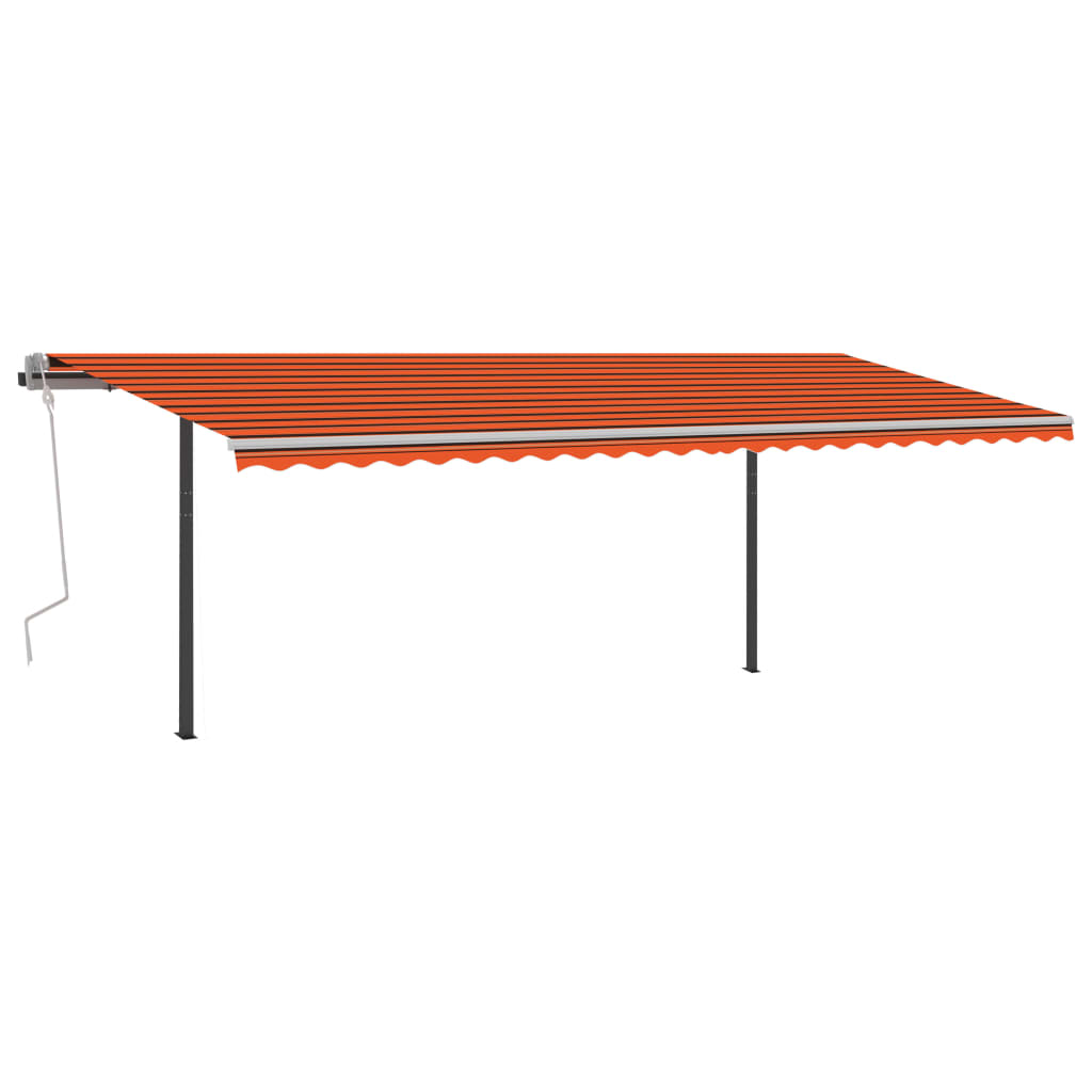 vidaXL Markise Manuell Einziehbar mit Pfosten 6x3 m Orange Braun