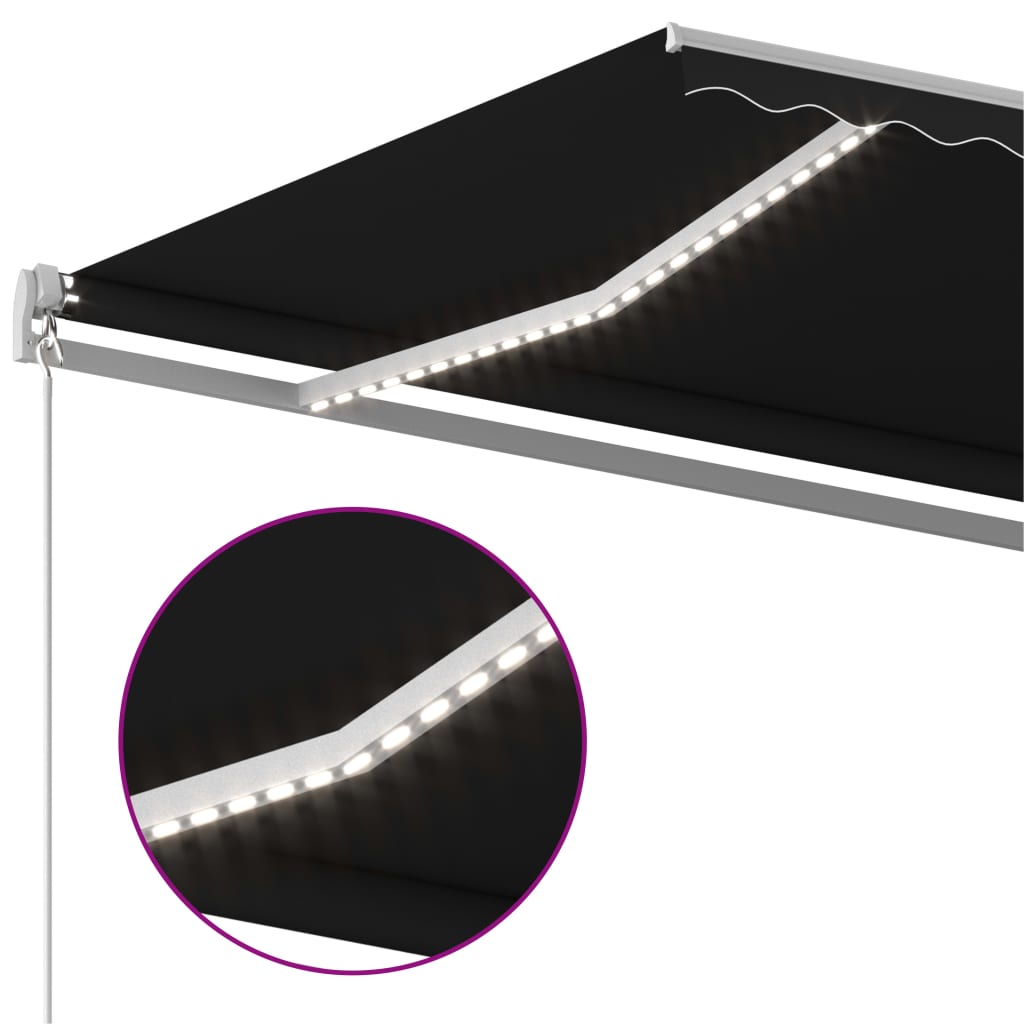 Markise Manuell Einziehbar mit LED 6x3 m Anthrazit Stilecasa