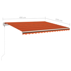 vidaXL Markise Manuell Einziehbar mit Pfosten 4x3,5 m Orange & Braun