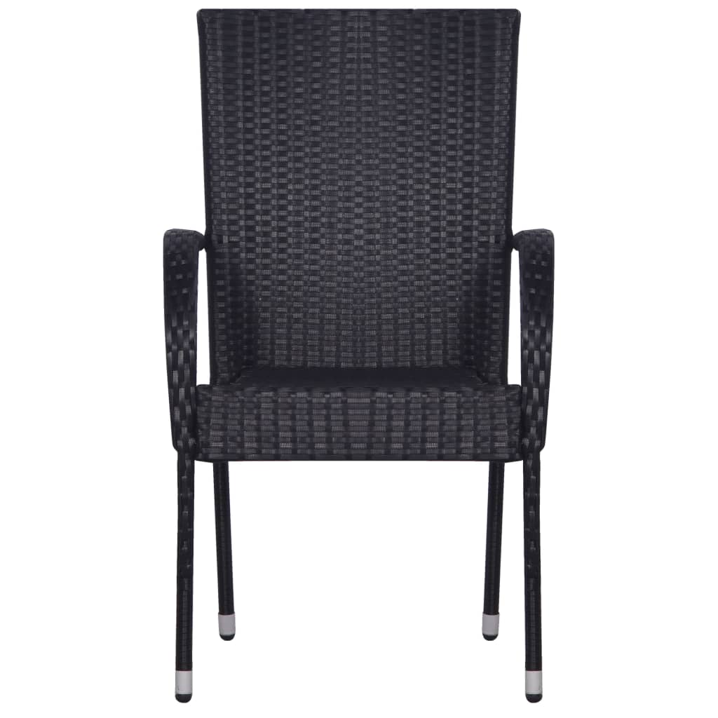 vidaXL 3-tlg. Garten-Essgruppe Poly Rattan Schwarz