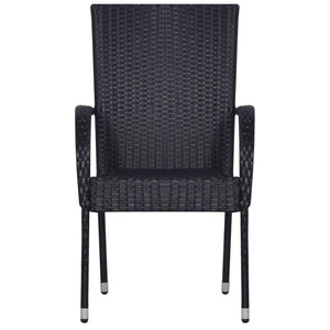 vidaXL 3-tlg. Garten-Essgruppe Poly Rattan Schwarz