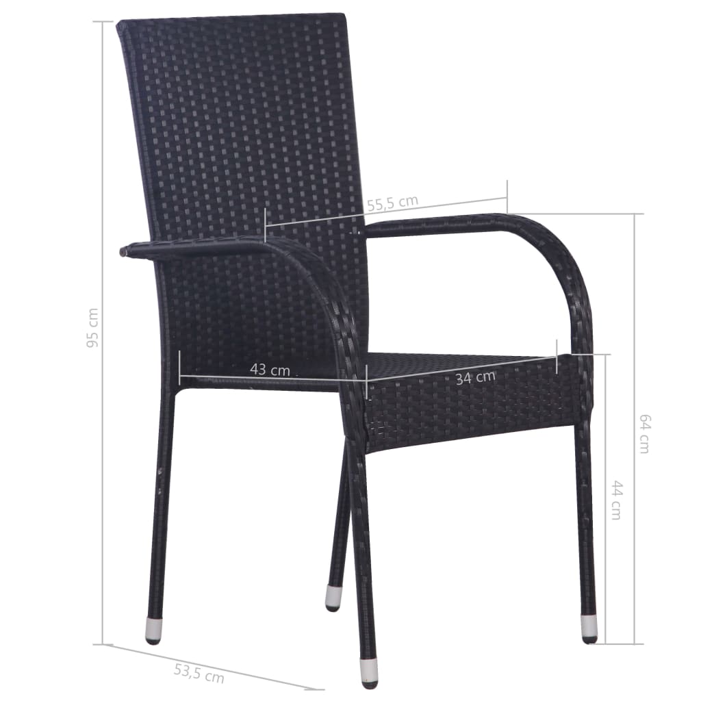 vidaXL 3-tlg. Garten-Essgruppe Poly Rattan Schwarz