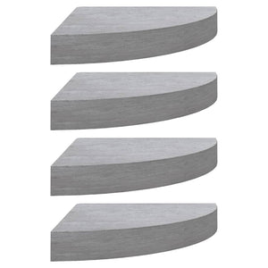 vidaXL Eck-Schweberegale 4 Stk. Betongrau 35x35x3,8 cm MDF