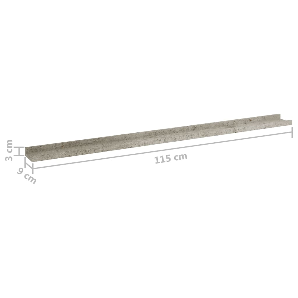 vidaXL Wandregale 4 Stk. Betongrau 115x9x3 cm