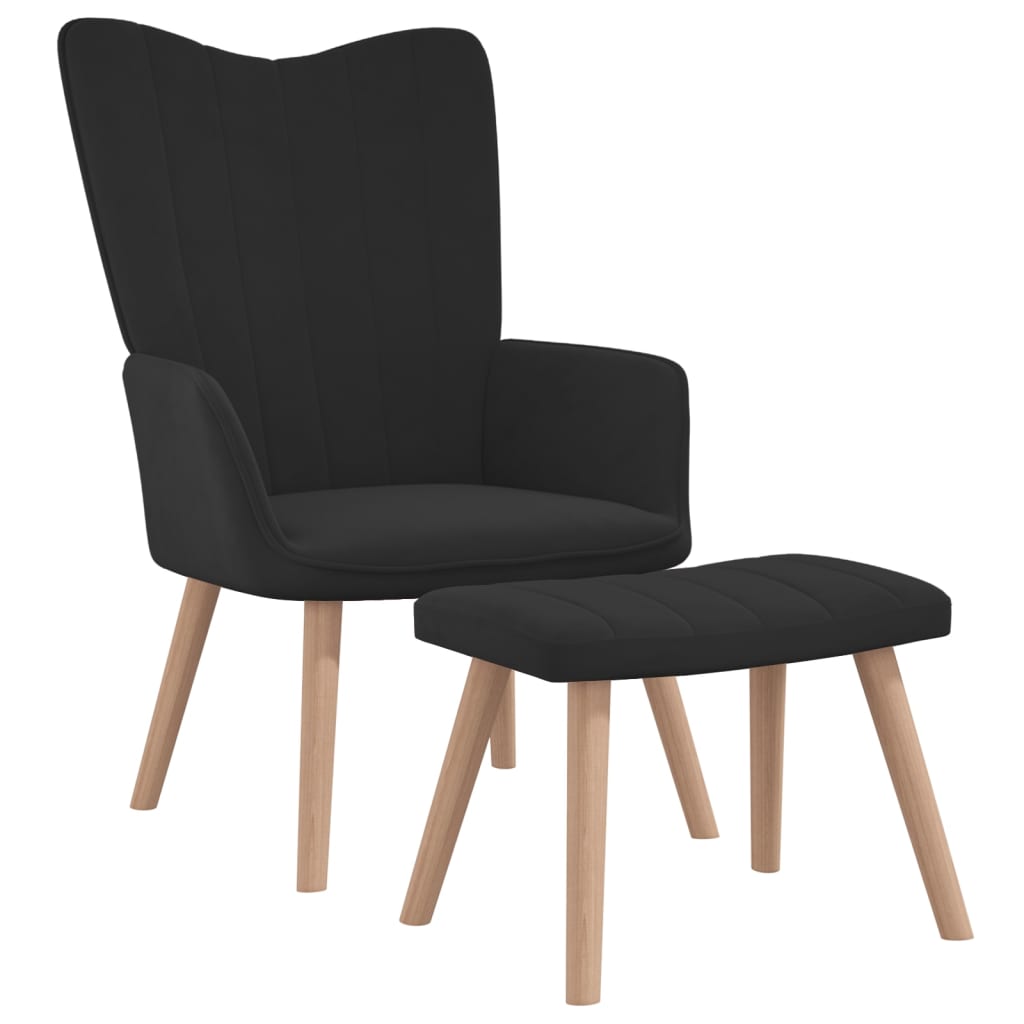 vidaXL Relaxsessel mit Hocker Schwarz Samt