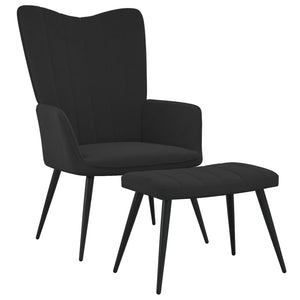 vidaXL Relaxsessel mit Hocker Schwarz Samt