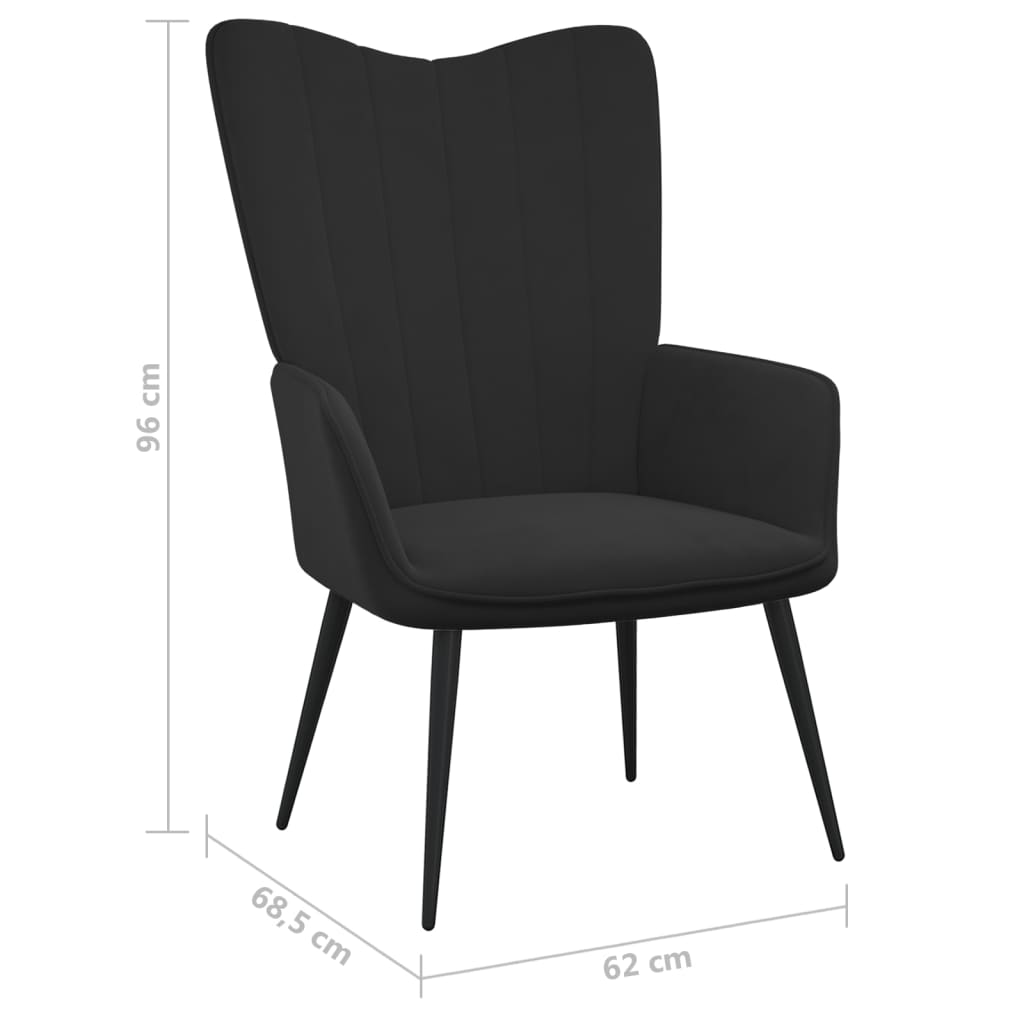 vidaXL Relaxsessel mit Hocker Schwarz Samt