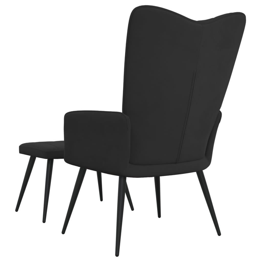 vidaXL Relaxsessel mit Hocker Schwarz Samt