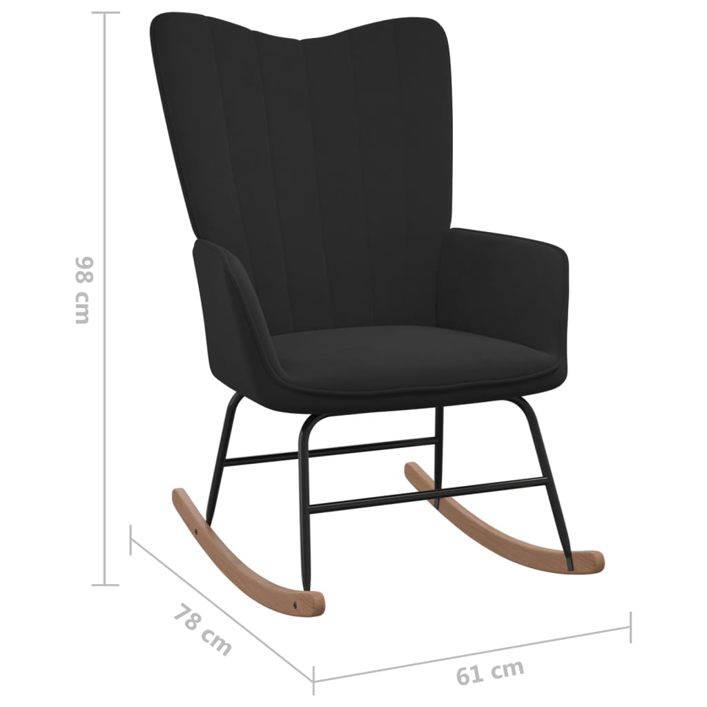 vidaXL Schaukelstuhl mit Hocker Samt Schwarz