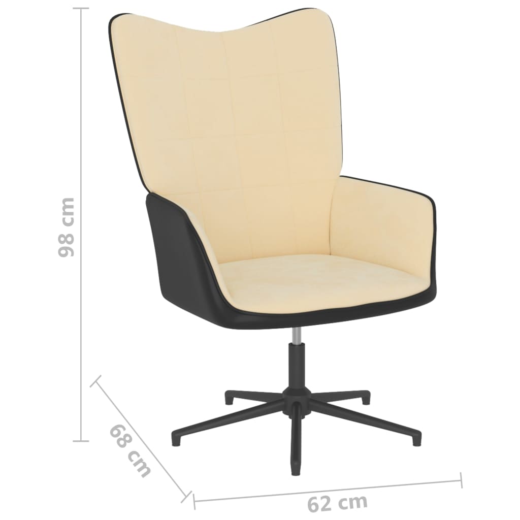 vidaXL Relaxsessel mit Hocker Cremeweiß Samt und PVC