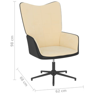 vidaXL Relaxsessel mit Hocker Cremeweiß Samt und PVC