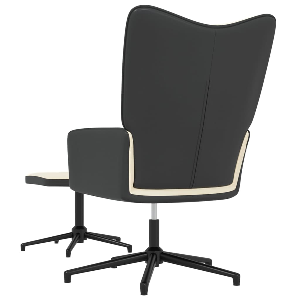 vidaXL Relaxsessel mit Hocker Cremeweiß Samt und PVC