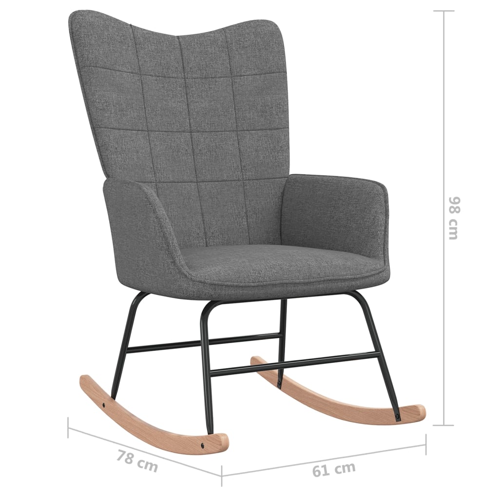 vidaXL Schaukelsessel mit Hocker Dunkelgrau Stoff