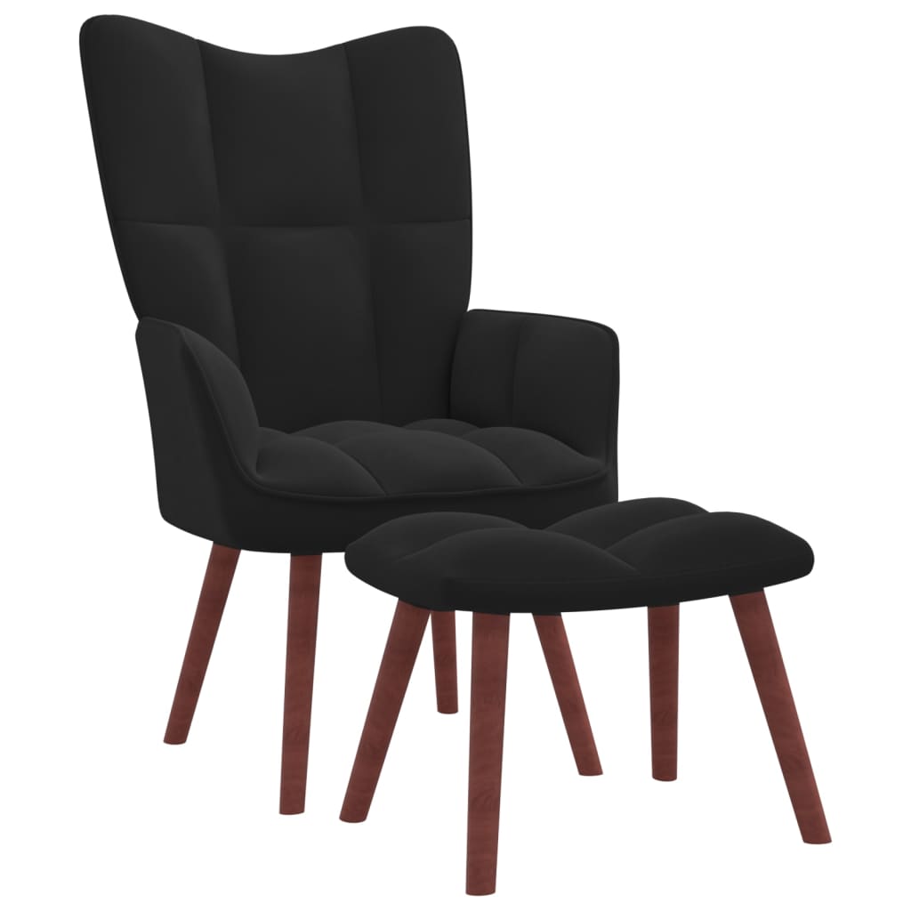 vidaXL Relaxsessel mit Hocker Schwarz Samt