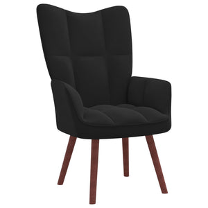 vidaXL Relaxsessel mit Hocker Schwarz Samt