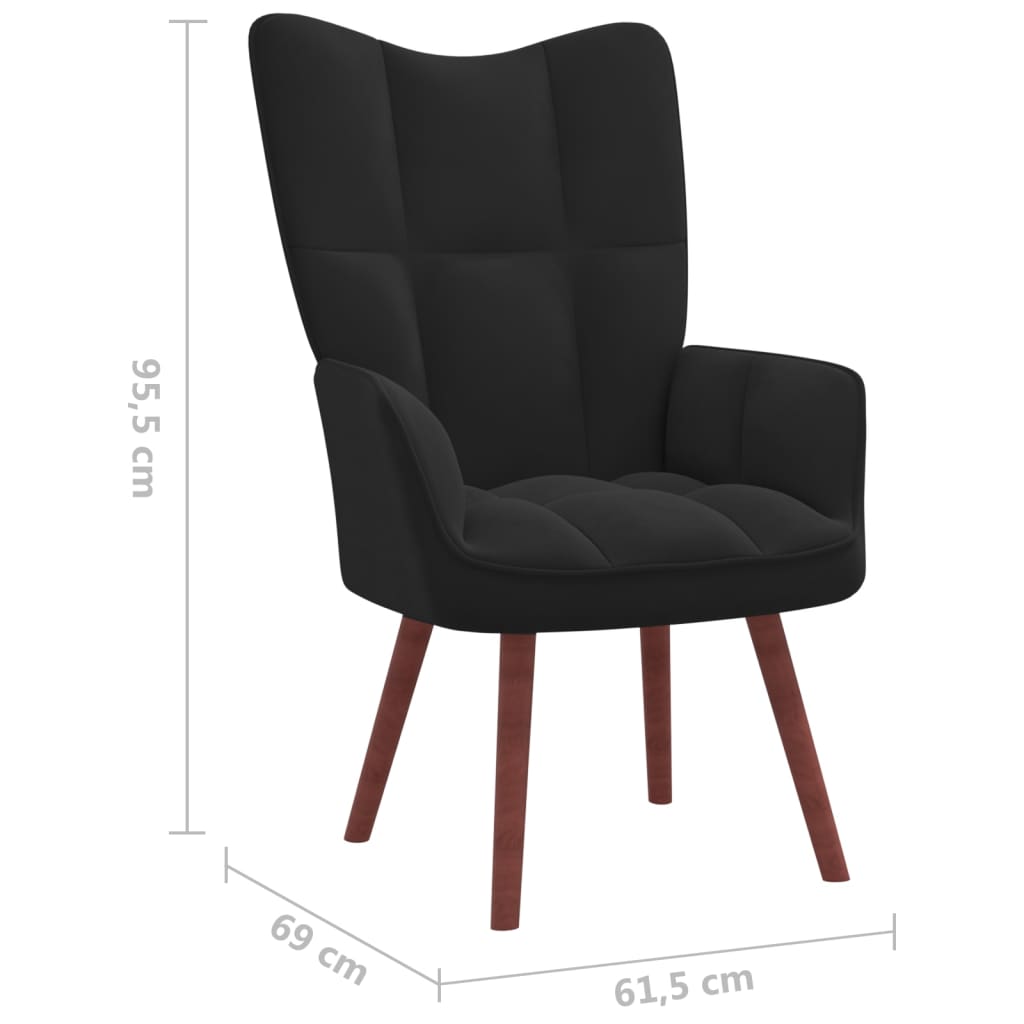 vidaXL Relaxsessel mit Hocker Schwarz Samt